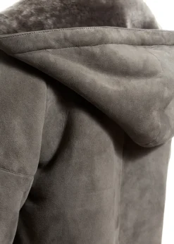 Light Grey Sheepskin Duffle Coat