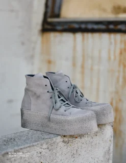 Light Grey Suede Platform Desert Boot