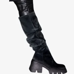 Long Black Suede Boots