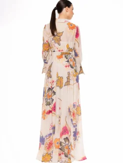 Long Cream Printed Shirt Dress