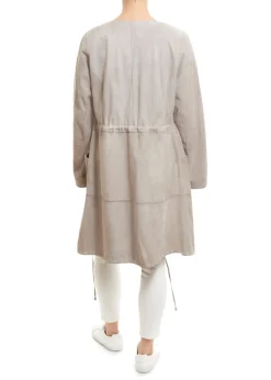 Long Light Grey Suede Coat