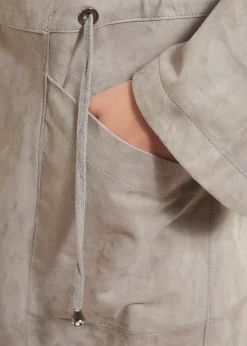 Long Light Grey Suede Coat