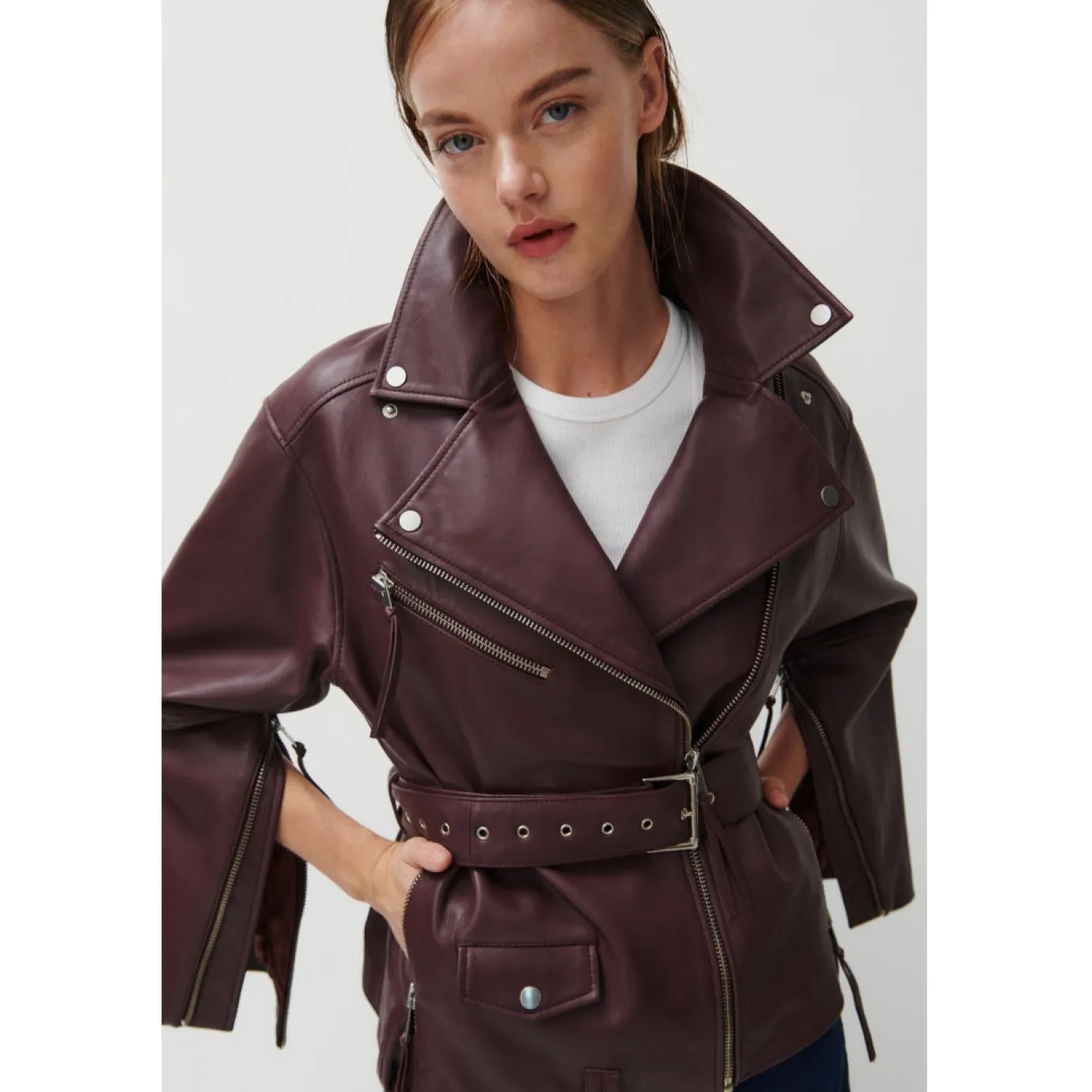 Lotus Leather Jacket in Catawba Grape