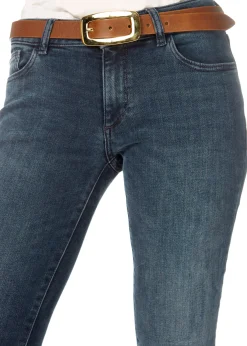 'Lyra' Cogna Brown Belt With Gold Buckle