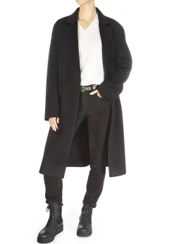 'Maguie' Black Wool Belted Coat