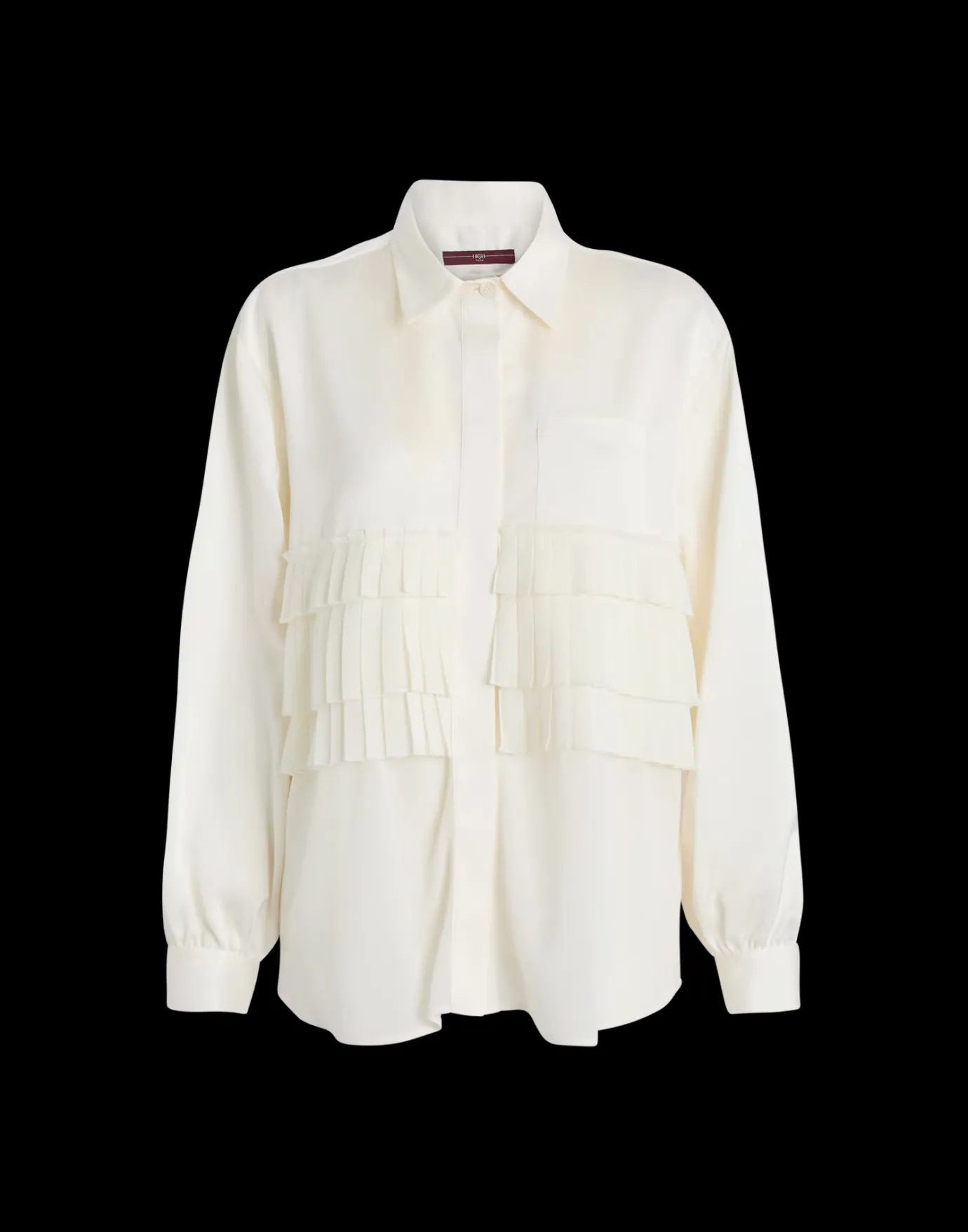 Meryl White Pleated Ruffled Shirt