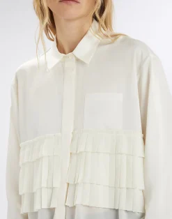 Meryl White Pleated Ruffled Shirt