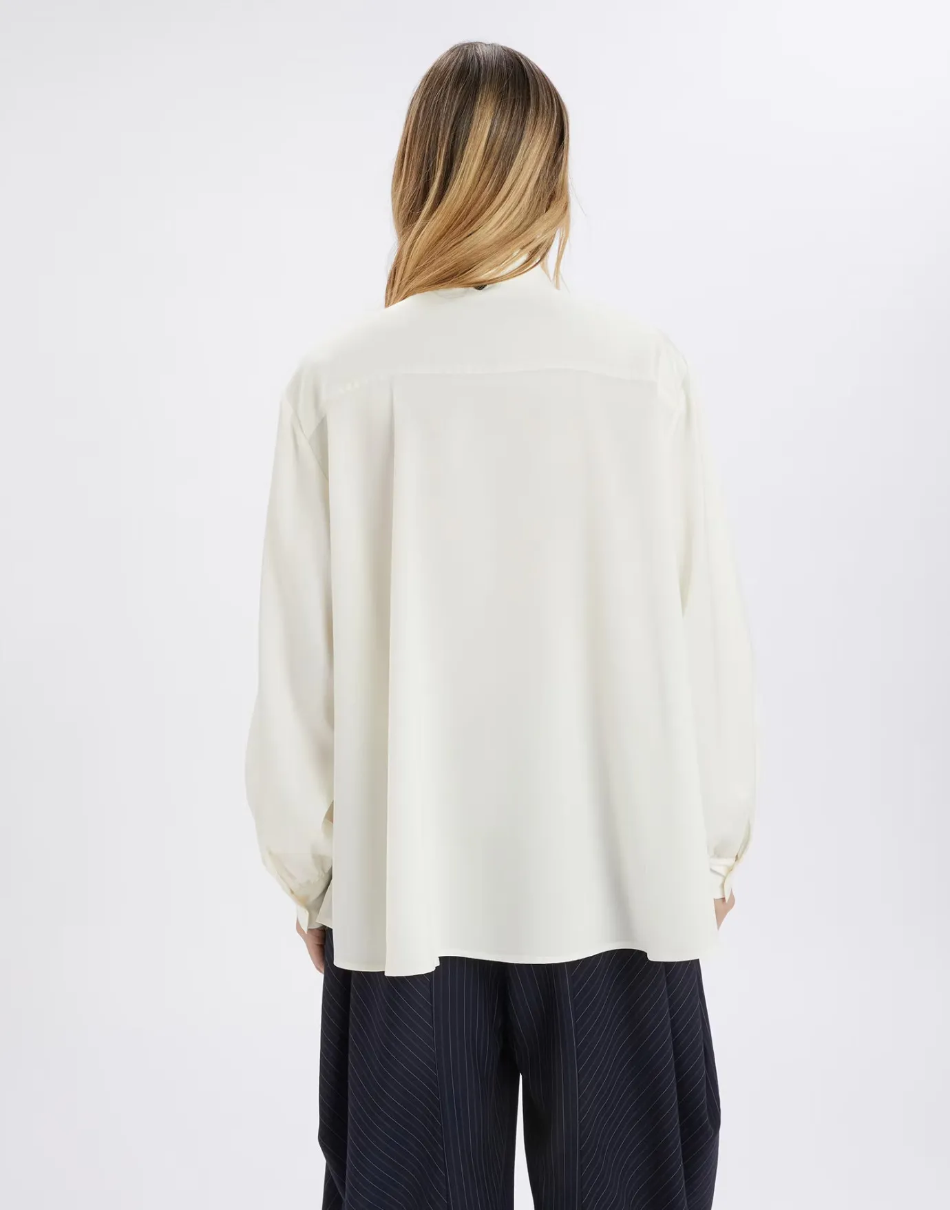 Meryl White Pleated Ruffled Shirt