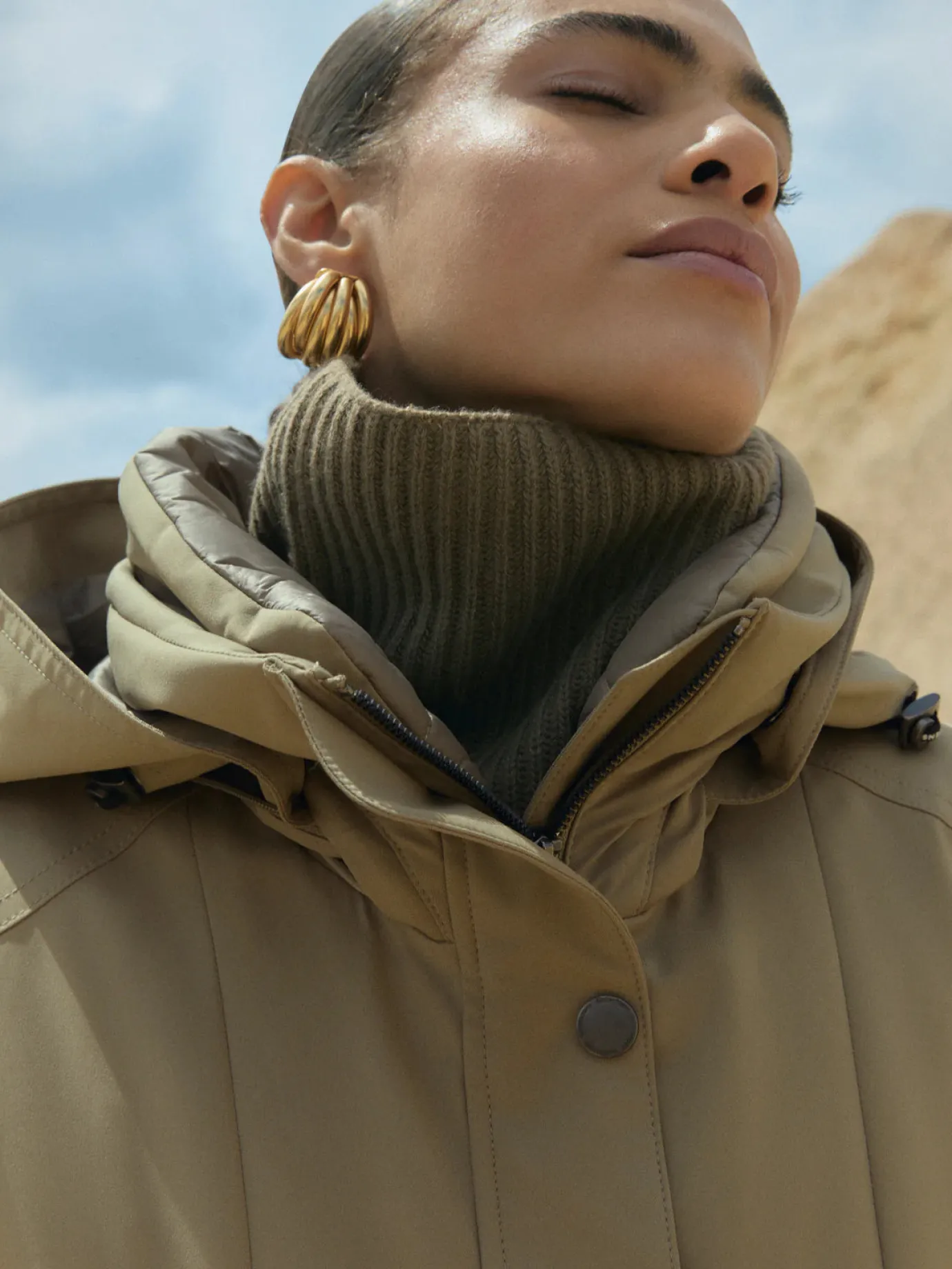 Molly Waterproof Pleated Clay Raincoat