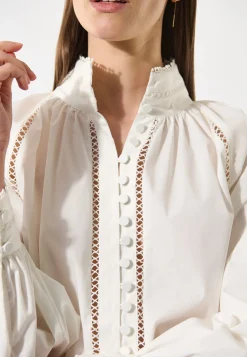Monia White Blouse with Collar