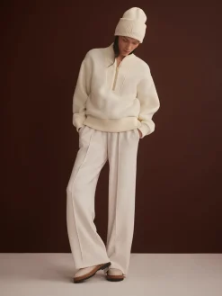 Mumford Ecru Cream Half-Zip Fleece