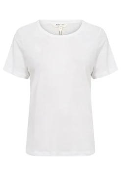 Nacima White Linen Mix Round Neck TShirt