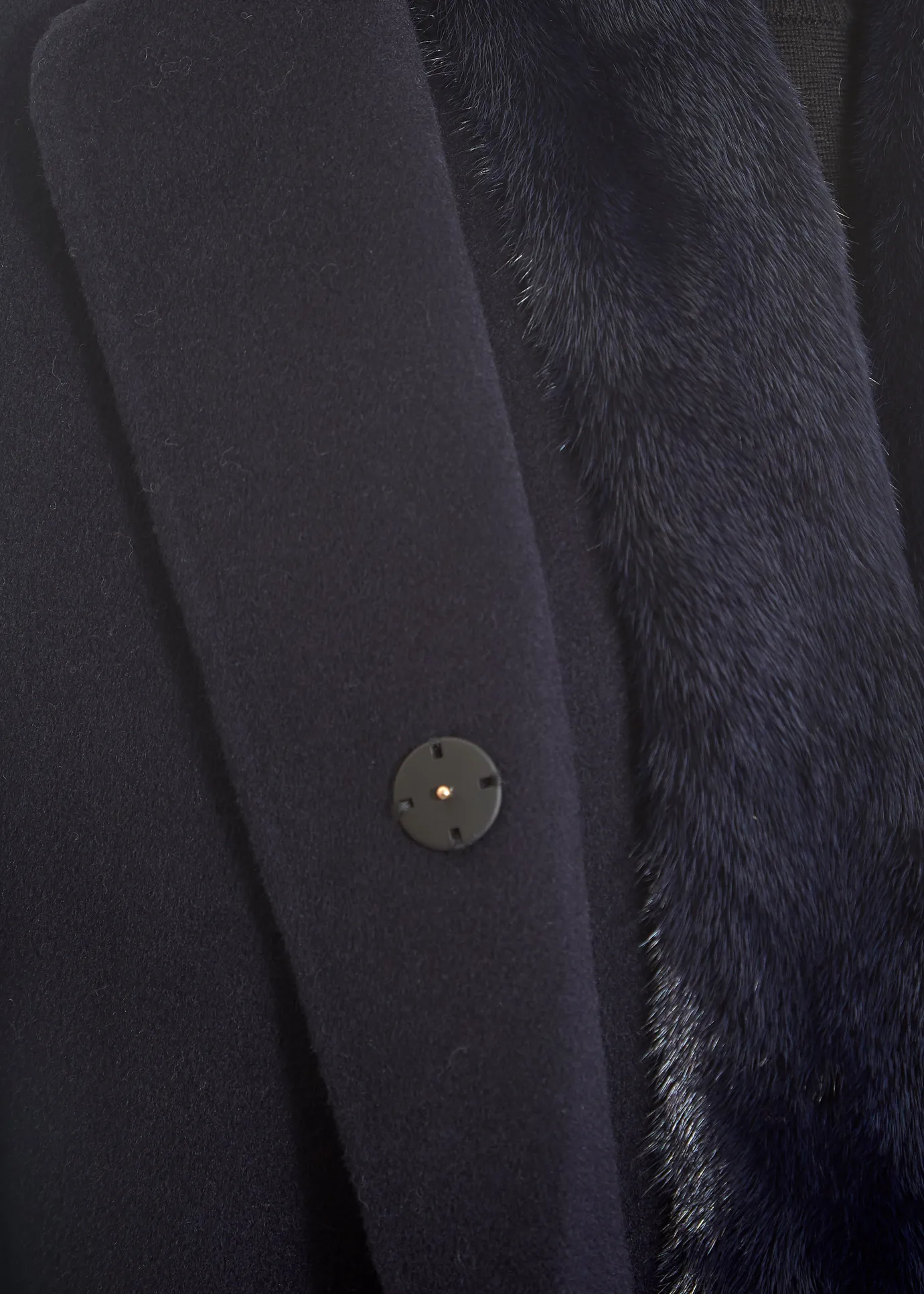 Navy 2 Piece Gilet and Coat with Mink Trim