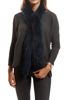 Navy Blue Fox Open Luxury Fur Scarf