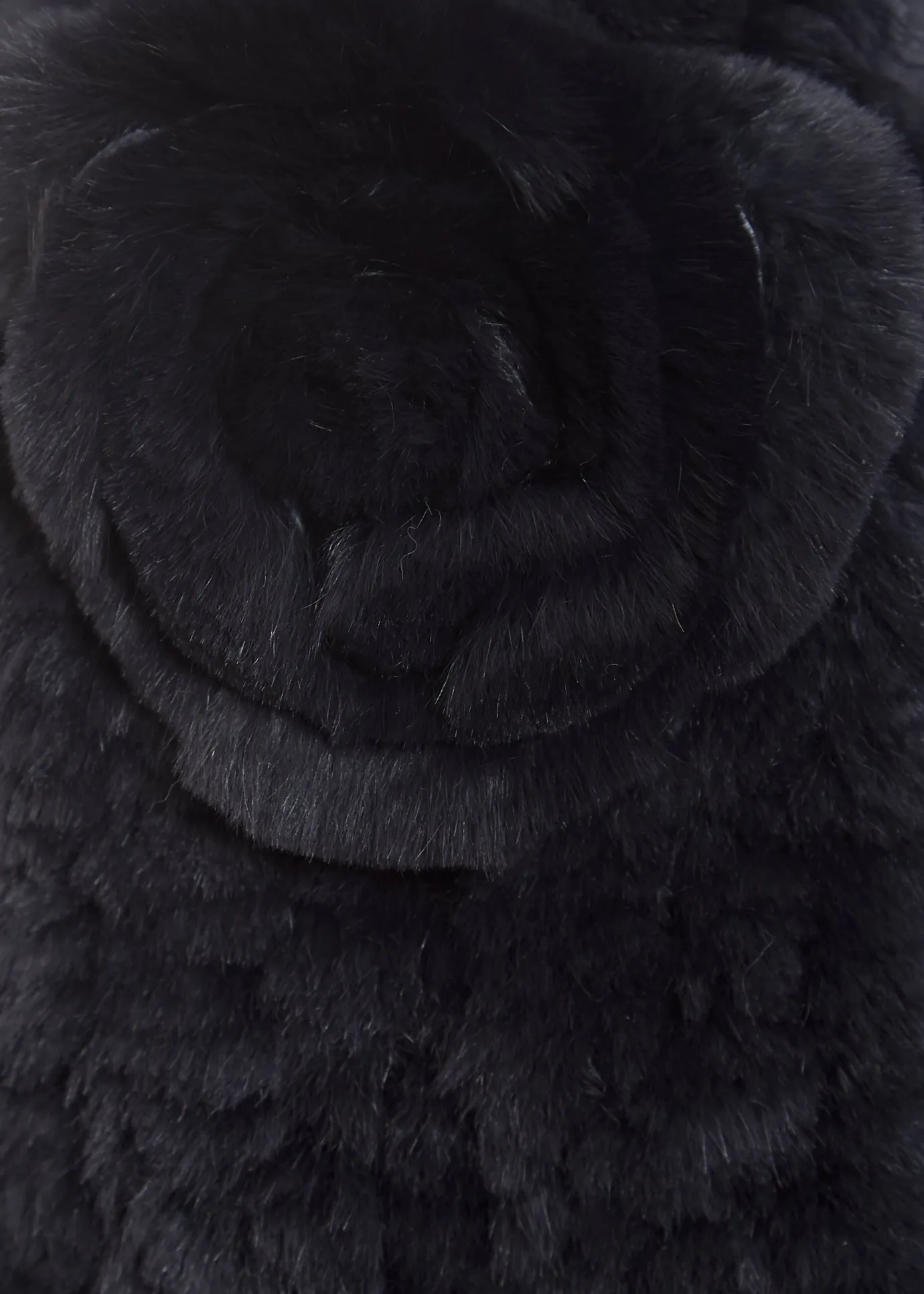 Navy Real Rex Rabbit Fur Rose Scarf