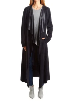 Navy Suede Long Coat