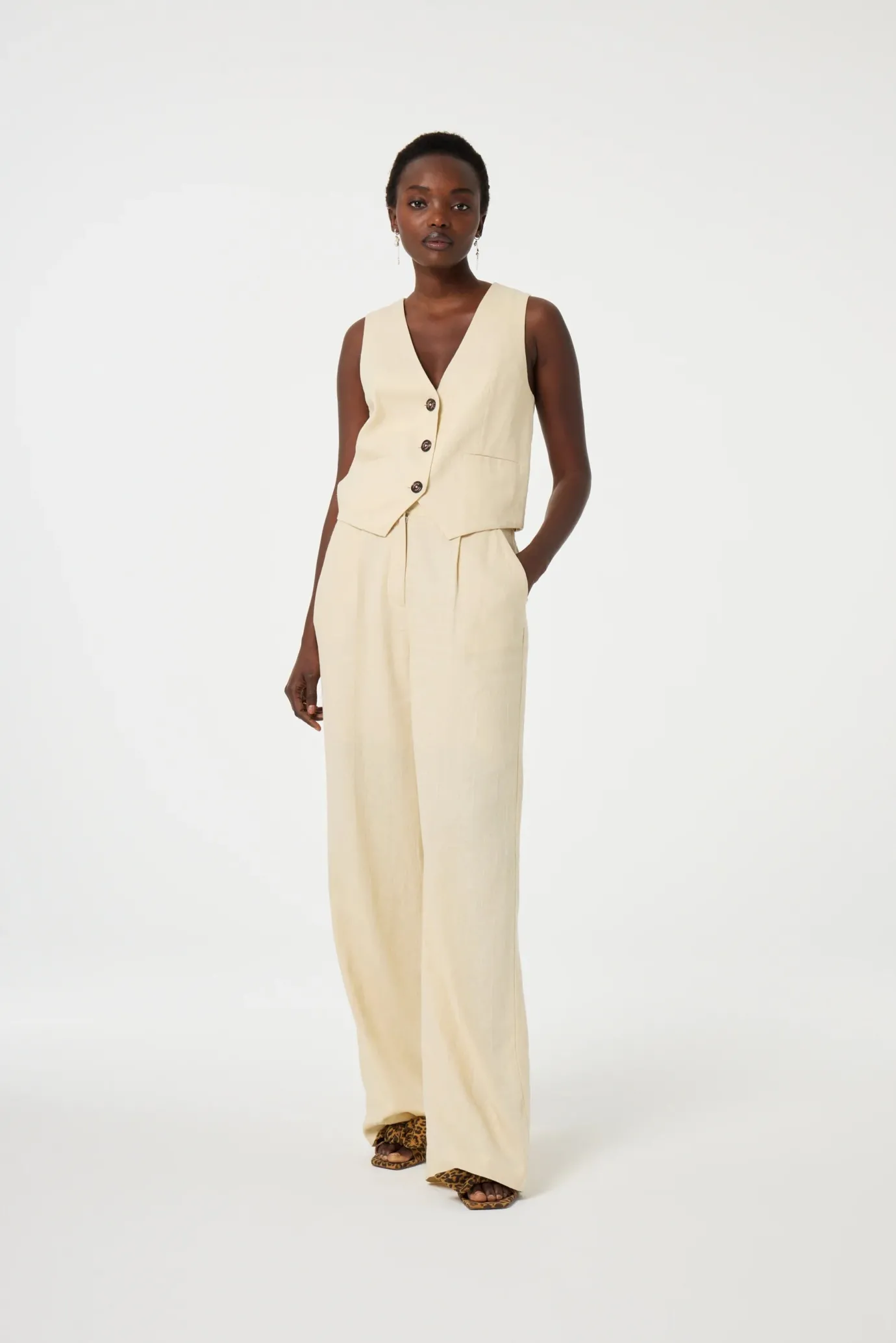 Nura Latte Pleated Trousers