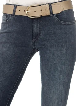 'Olivia' Taupe Belt With Silver Buckle