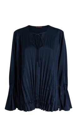 On Top Pleated Stretch Satin Blouse