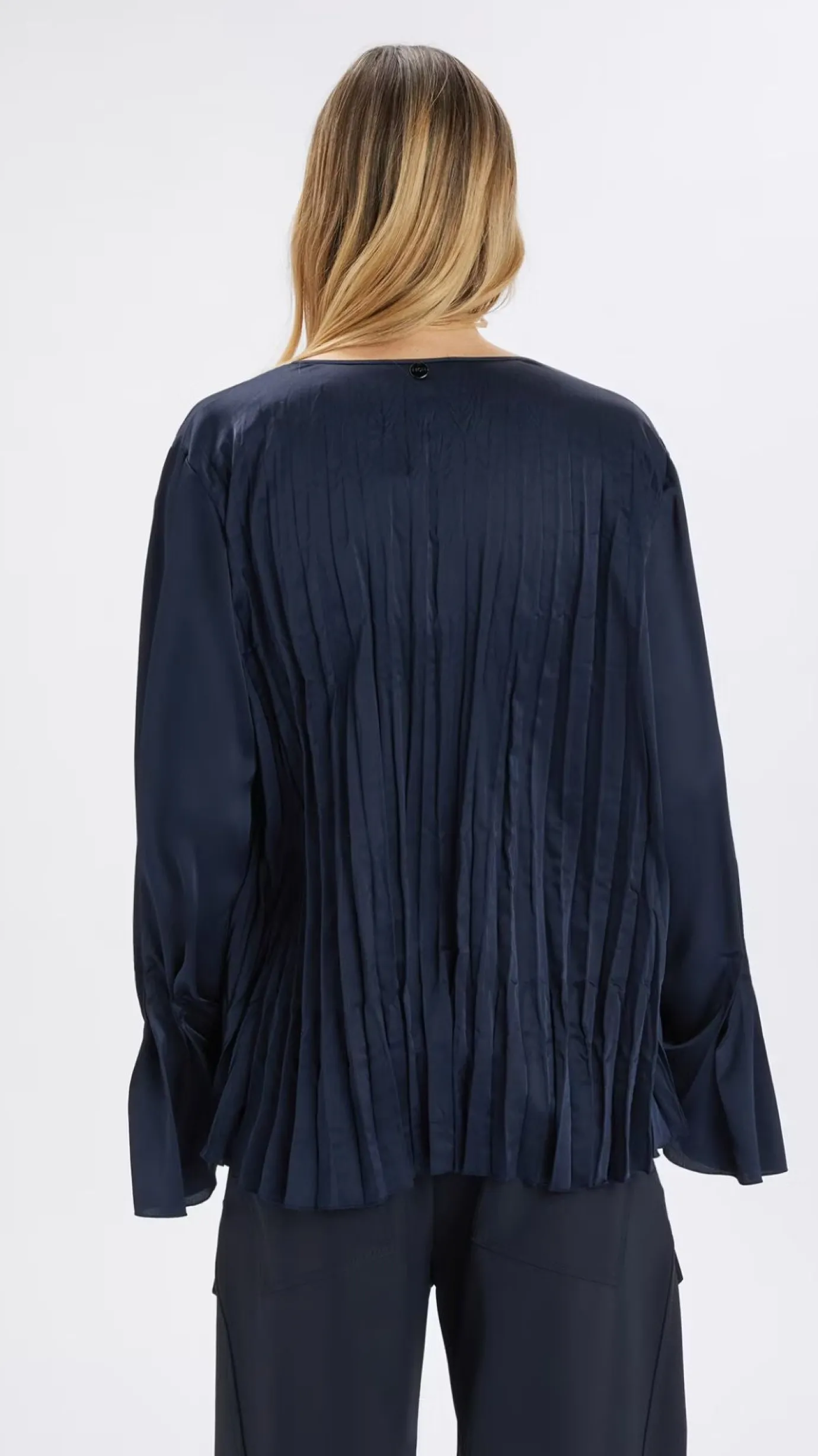 On Top Pleated Stretch Satin Blouse