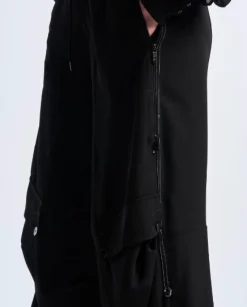 Outgoing Parachute Pants Black Tech Matte Satin