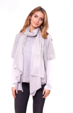 Pale Silver Grey Full Cashmere Scarf
