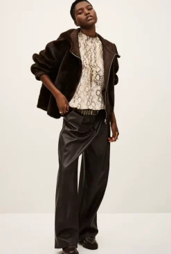 Pandy Faux Fur Jacket in Chocolate Brown
