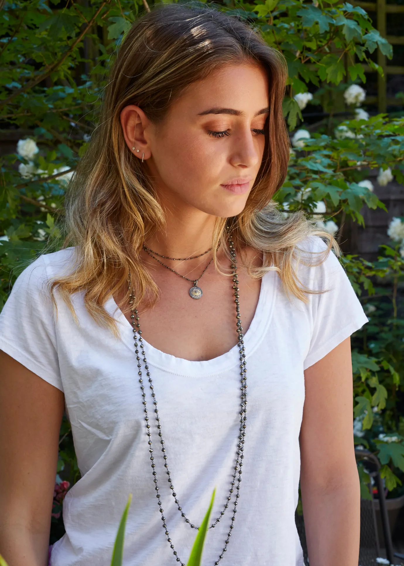 Pyrite Rosario Stone Necklace