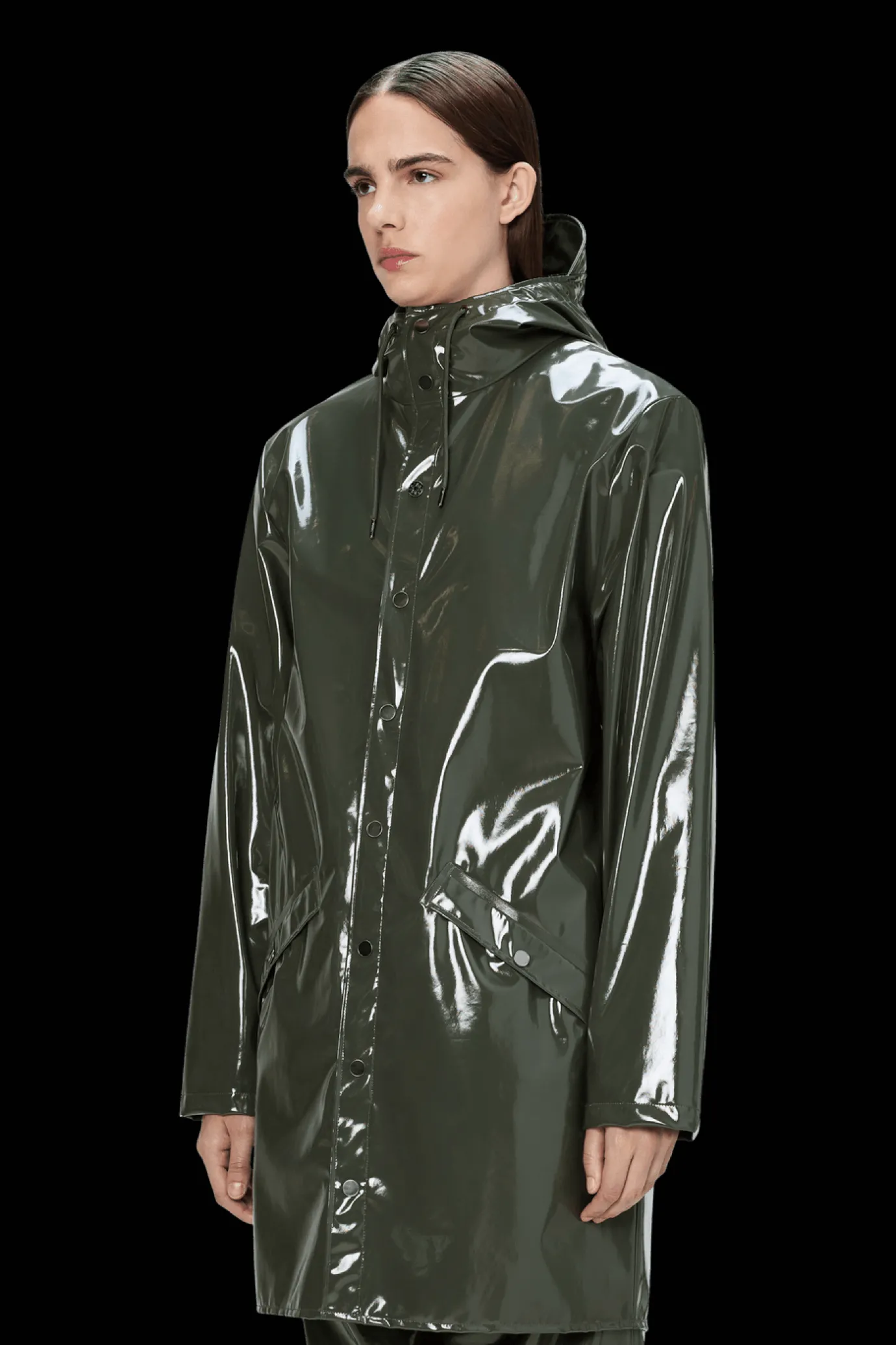 Rains Long Jacket in Swamp