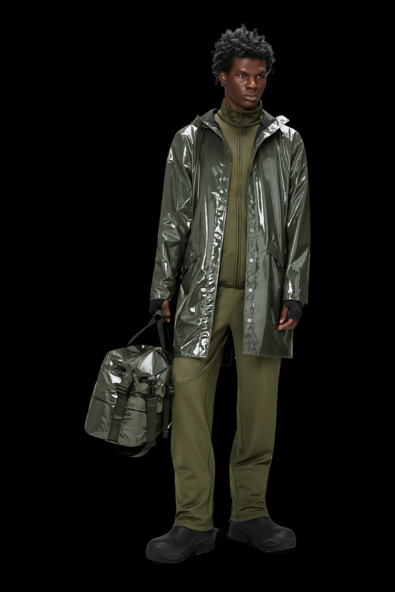 Rains Long Jacket in Swamp