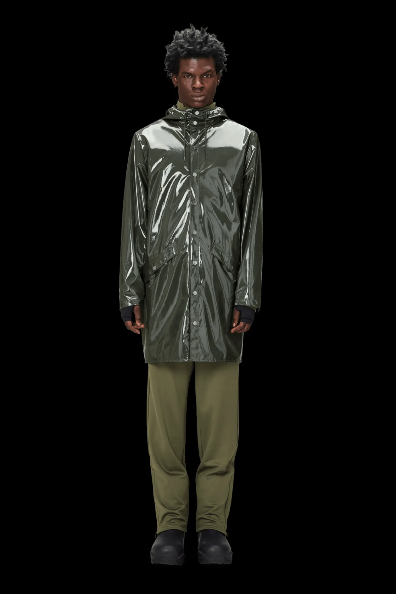 Rains Long Jacket in Swamp