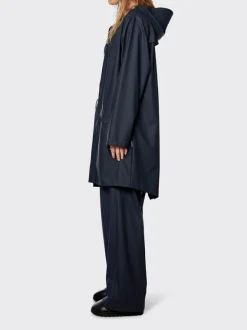 Rains Navy Long Jacket