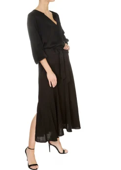 'Raleigh' Black Wrap Midi Skirt