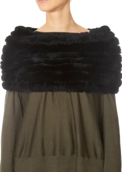 Real Rex Rabbit Fur Shoulder Snood Black