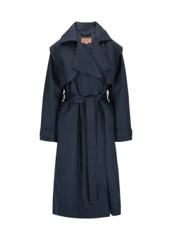Regndrape Dark Navy Pinstripe Waterproof Trench Coat
