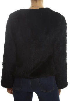 Short 'Black' Knitted Rex Rabbit Genuine Fur Jacket