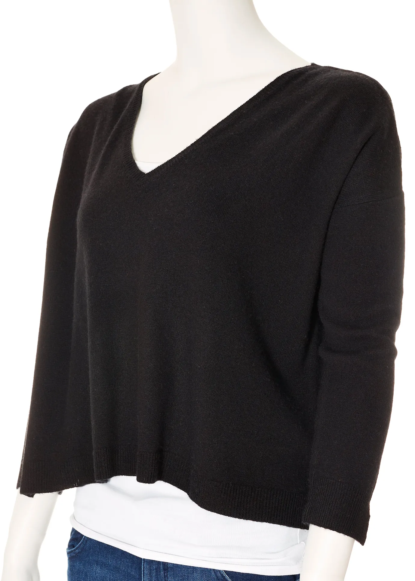 Short Blank Cashmere V Neck Sweater