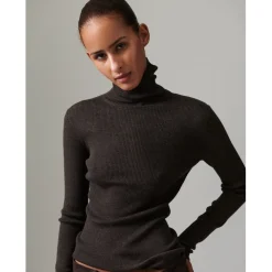 Sierra Merino Expresso Ribbed Polo Neck