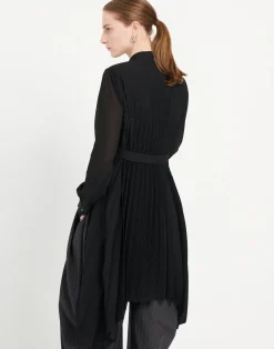 Sonnet Black satin shirt with pleated back