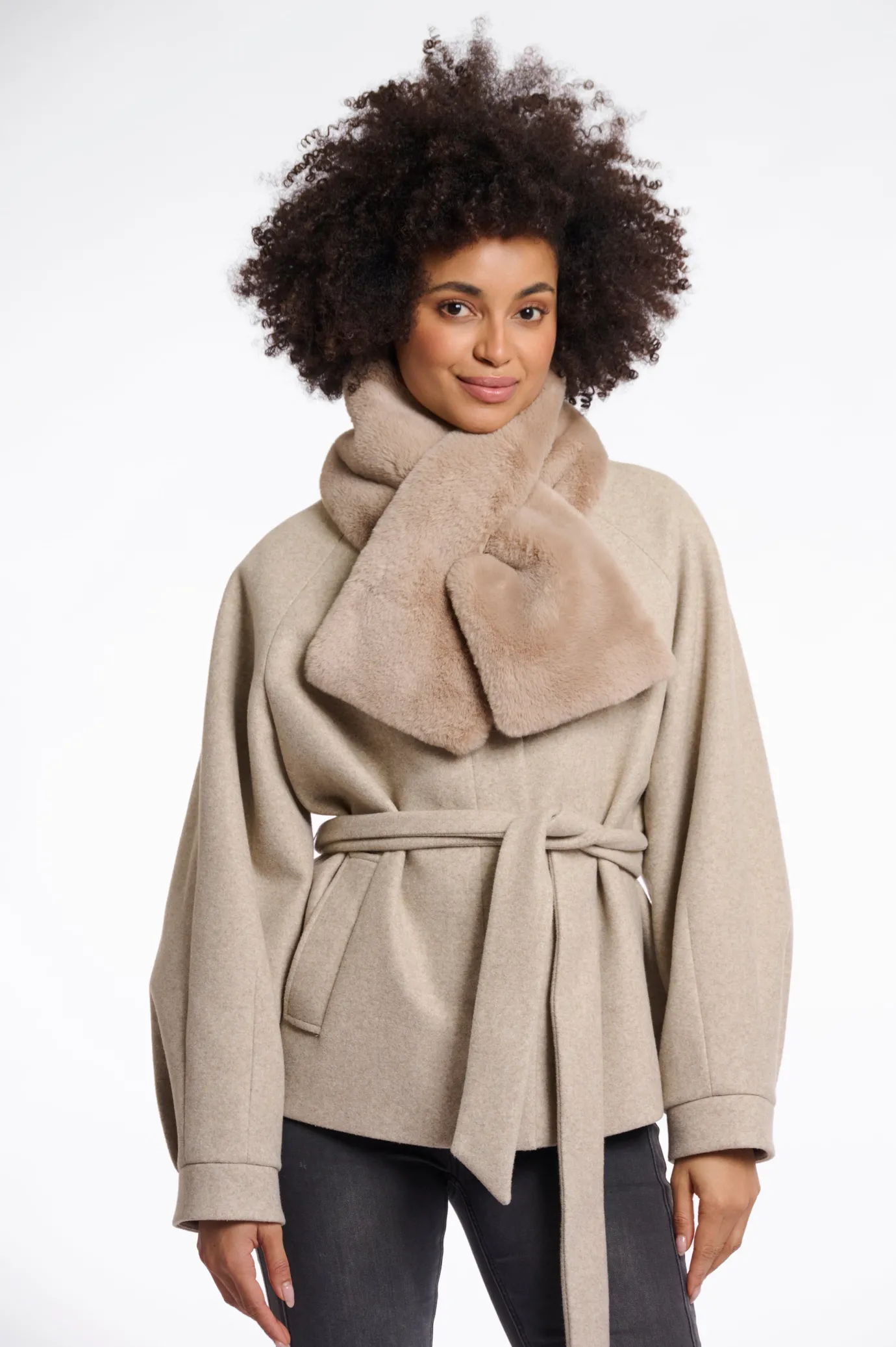 Stip Faux Fur Loop Scarf