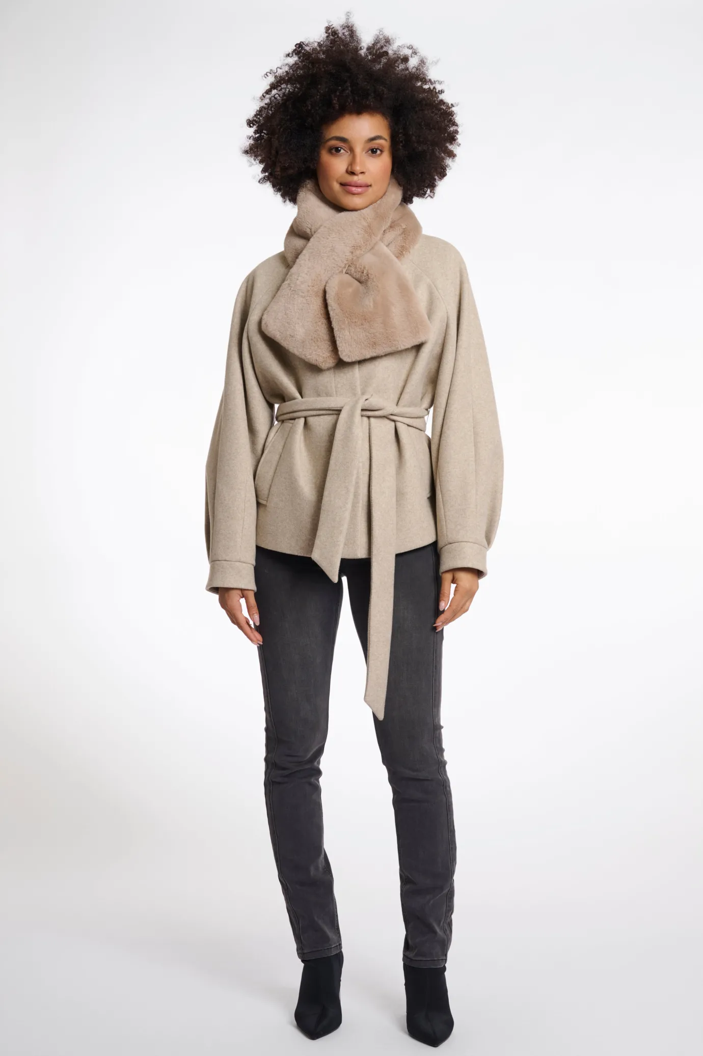 Stip Faux Fur Loop Scarf