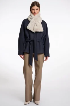 Stip Faux Fur Loop Scarf