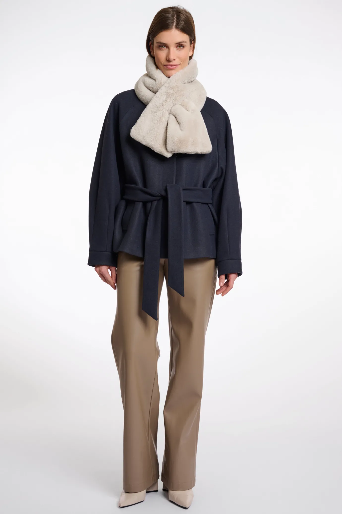 Stip Faux Fur Loop Scarf