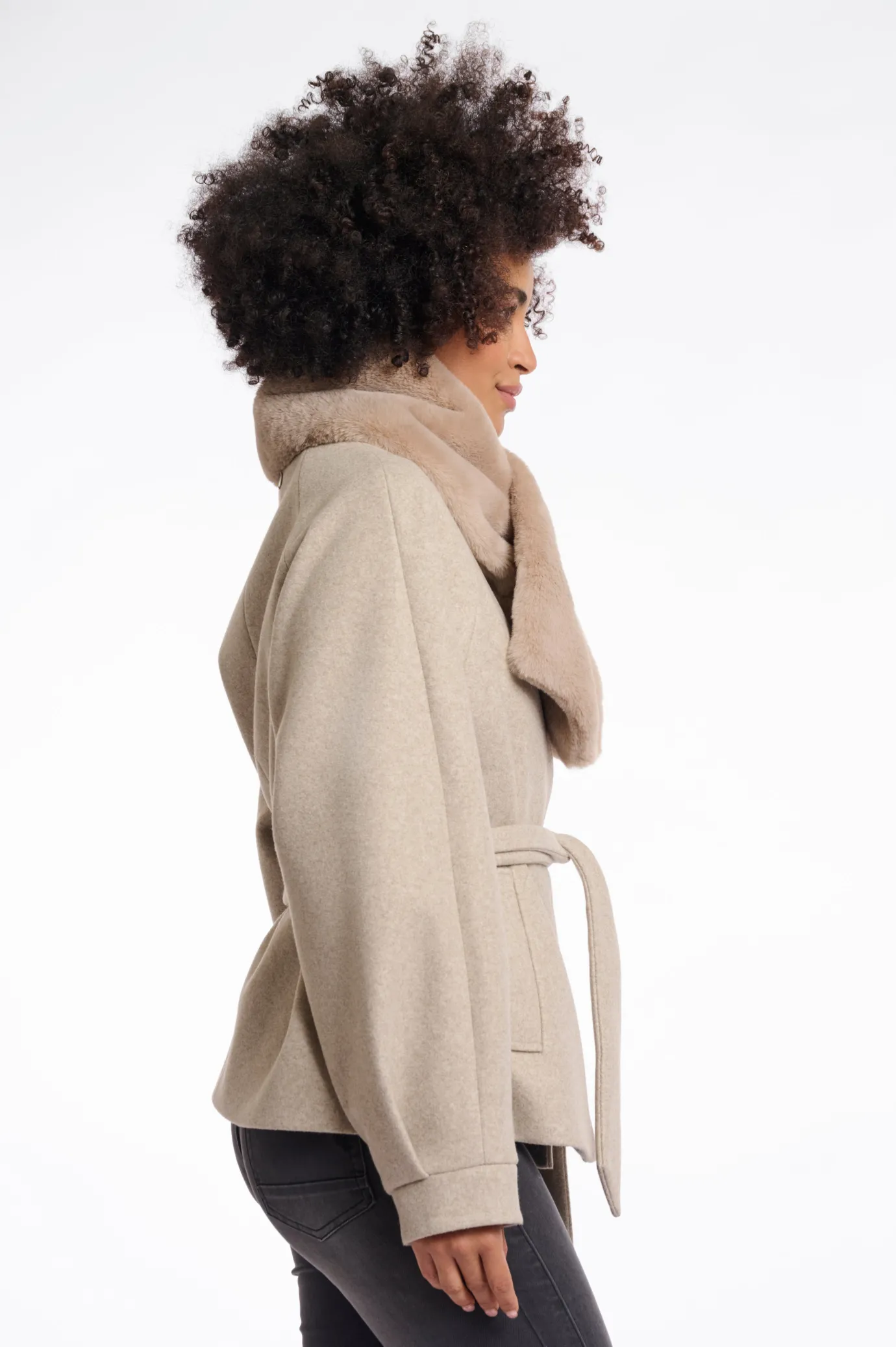 Stip Faux Fur Loop Scarf