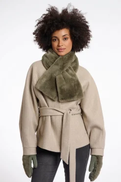 Stip Faux Fur Loop Scarf