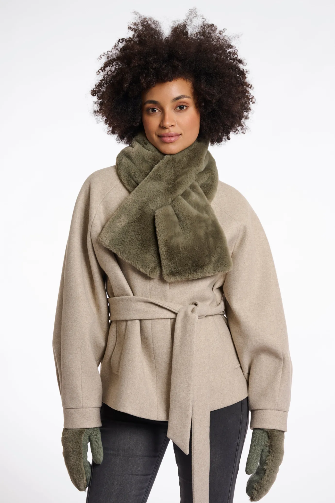 Stip Faux Fur Loop Scarf