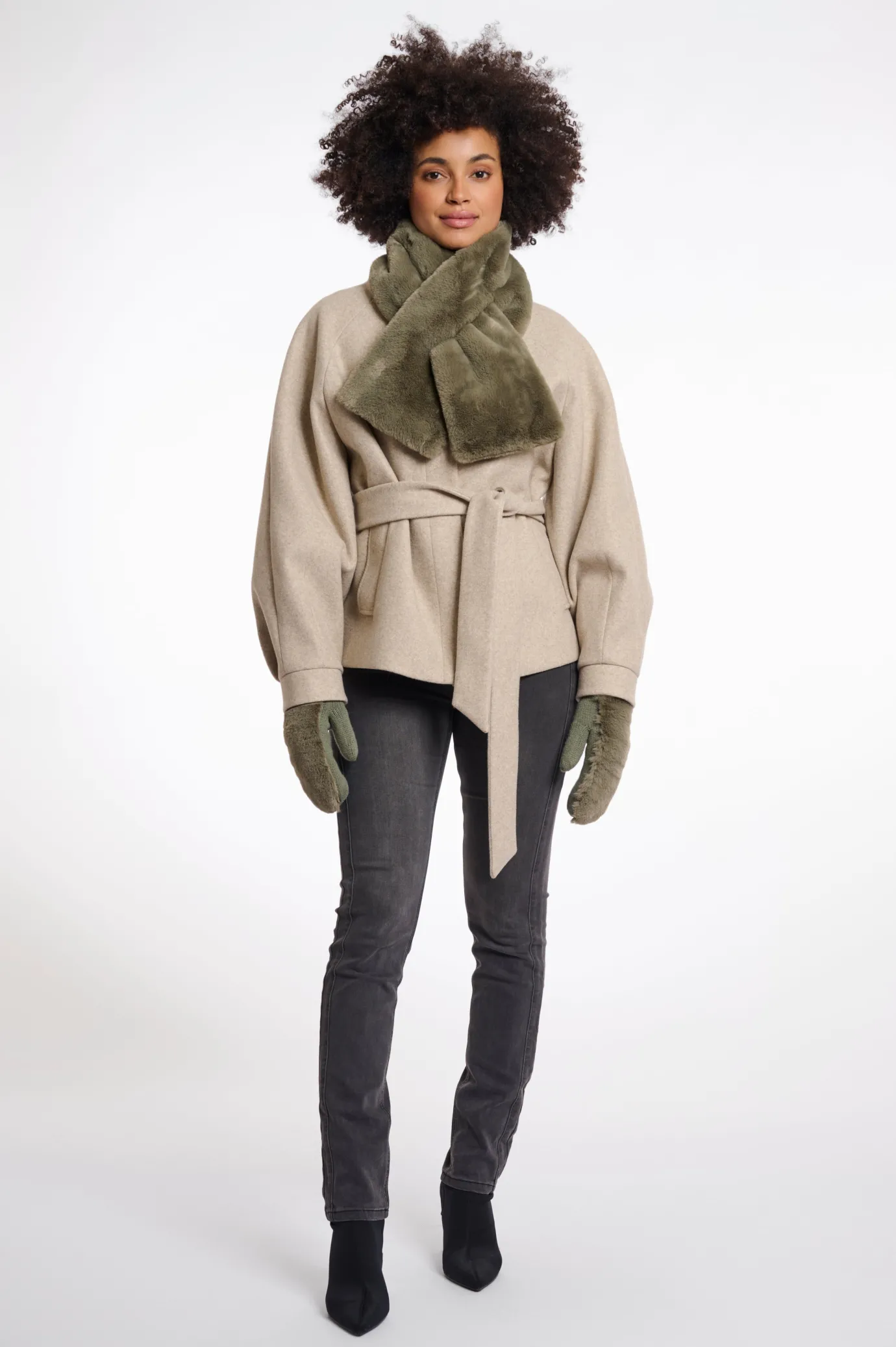 Stip Faux Fur Loop Scarf