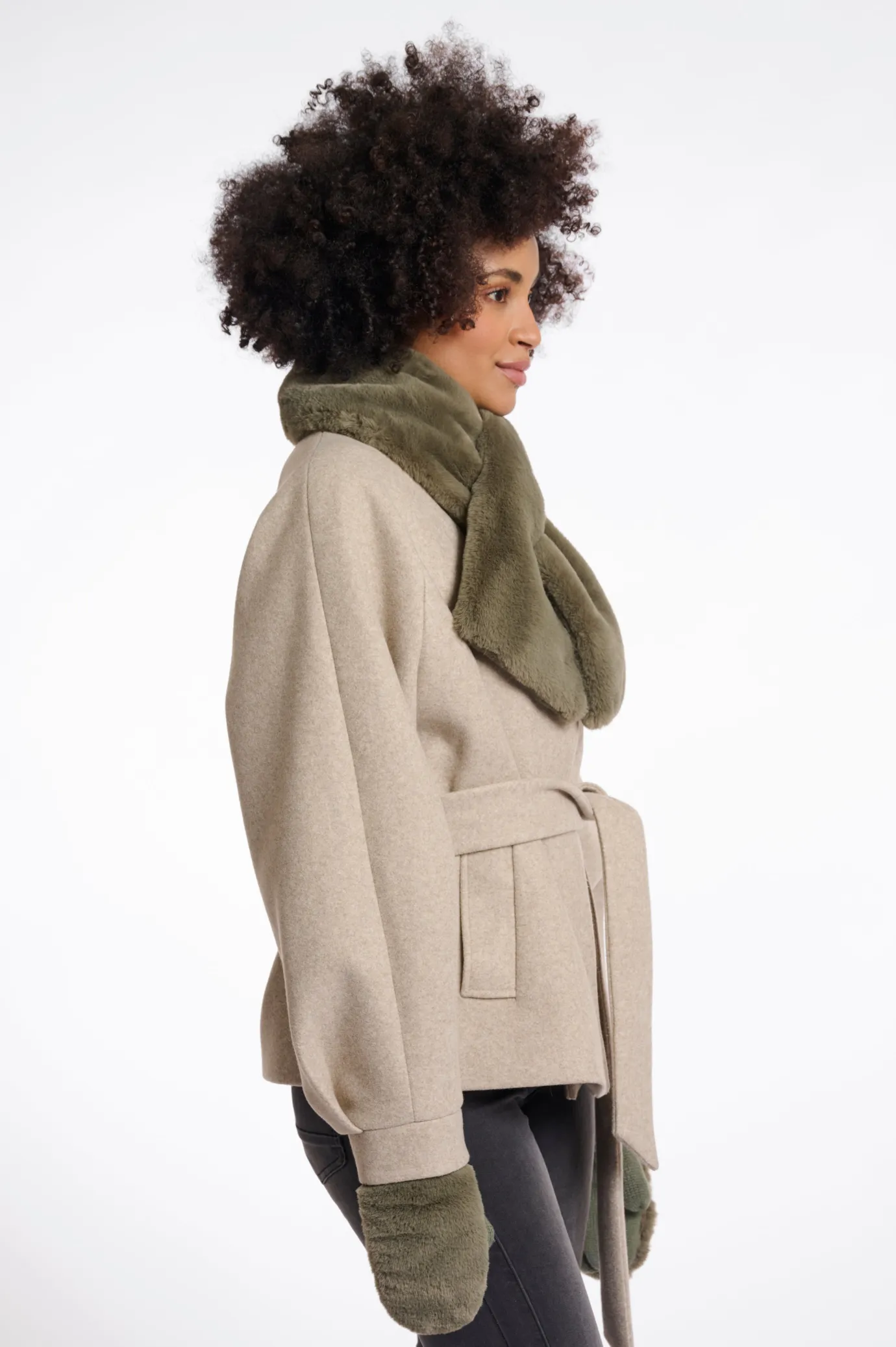 Stip Faux Fur Loop Scarf