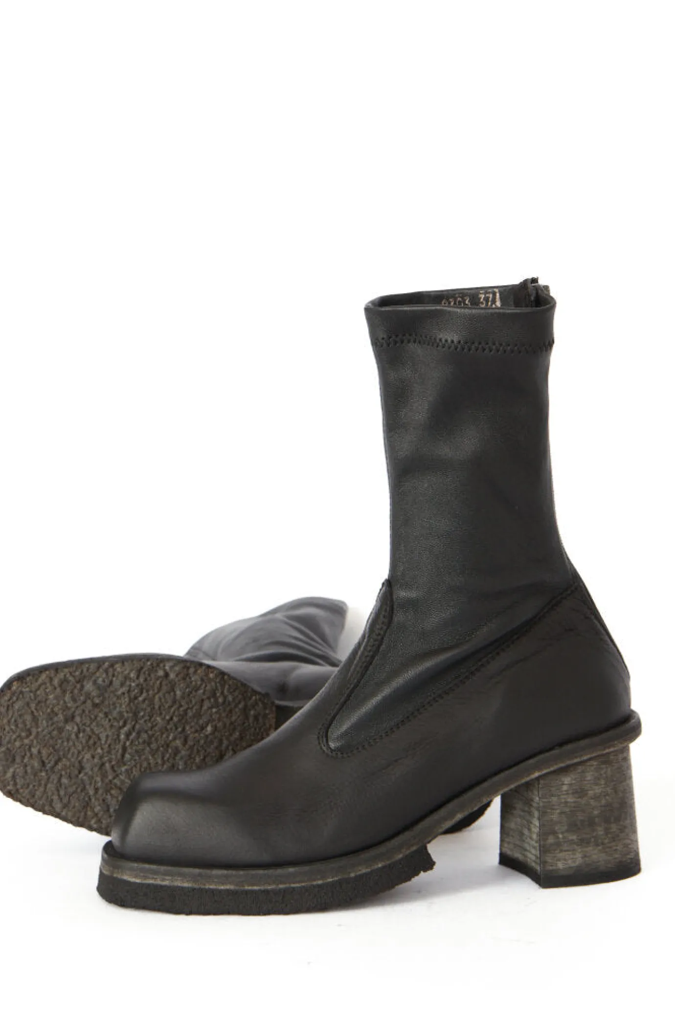 Stretch Leather Heeled Boot