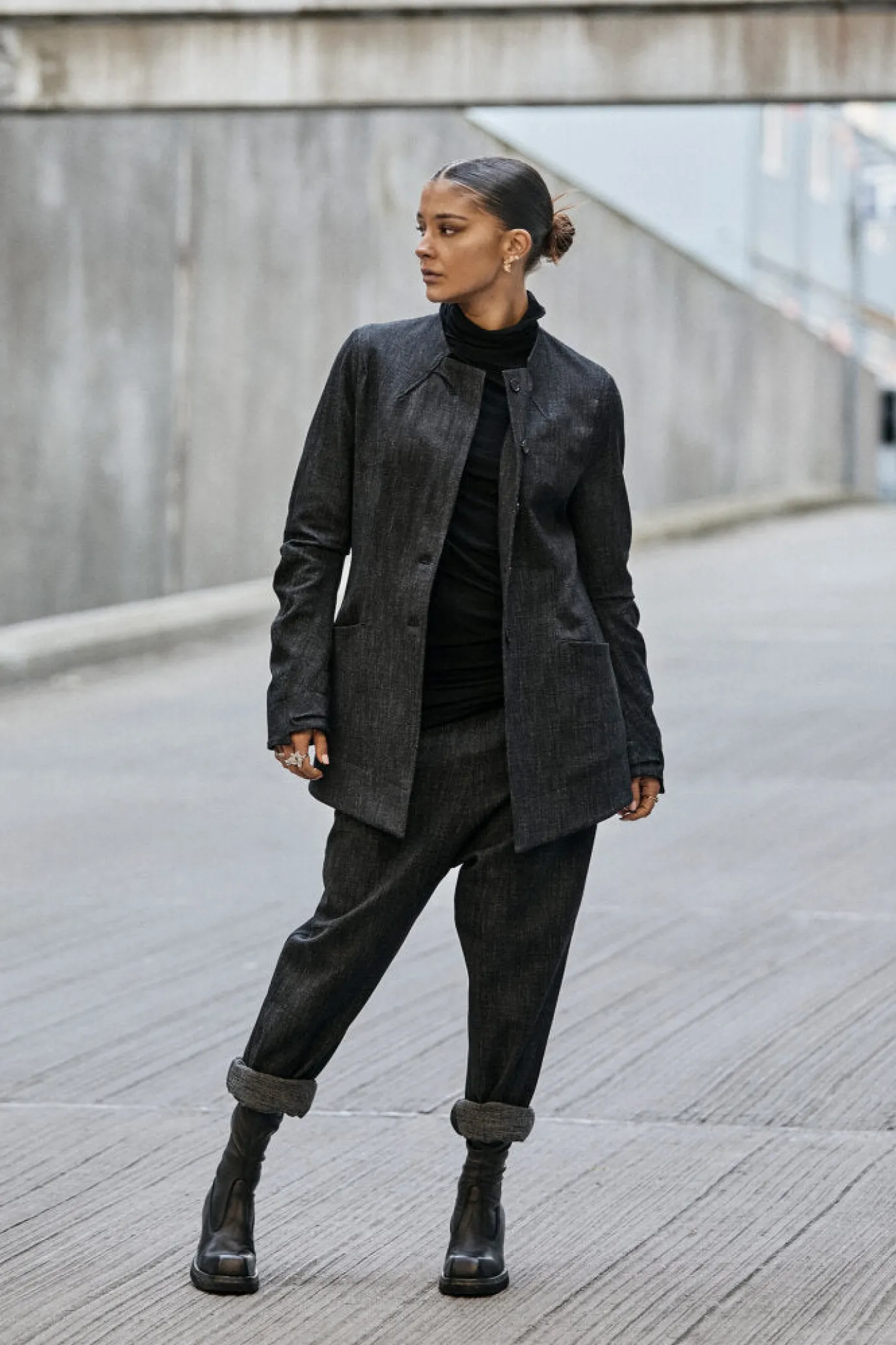 Stretch Leather Heeled Boot